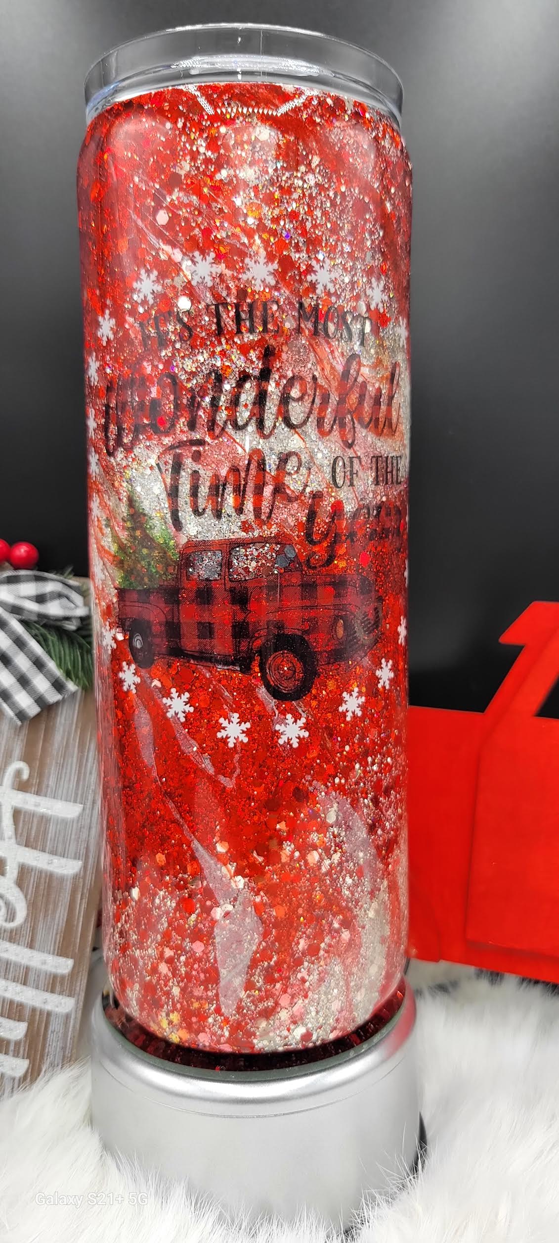 Custom Chunky glitter hydro dip Christmas tumbler