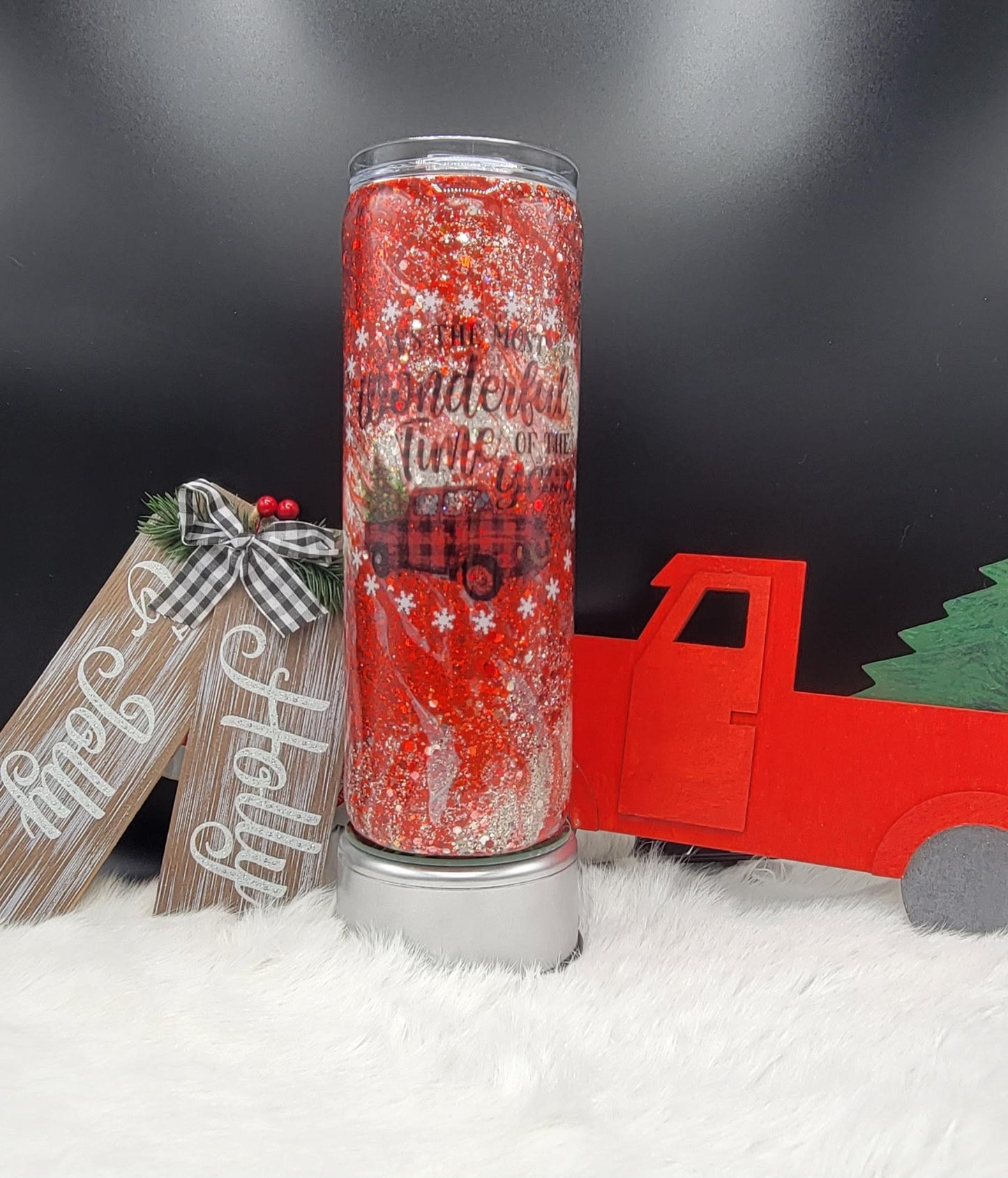 Custom Chunky glitter hydro dip Christmas tumbler