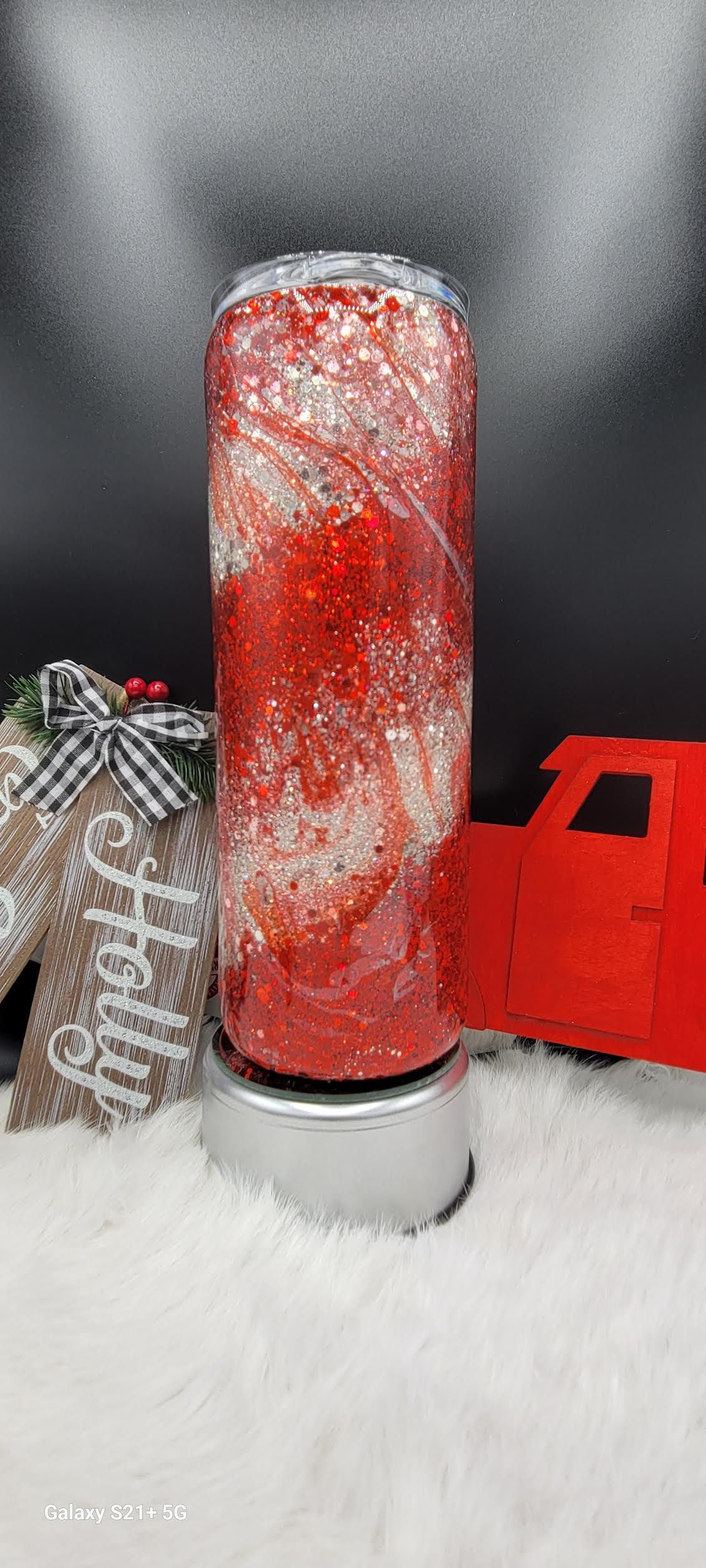 Custom Chunky glitter hydro dip Christmas tumbler