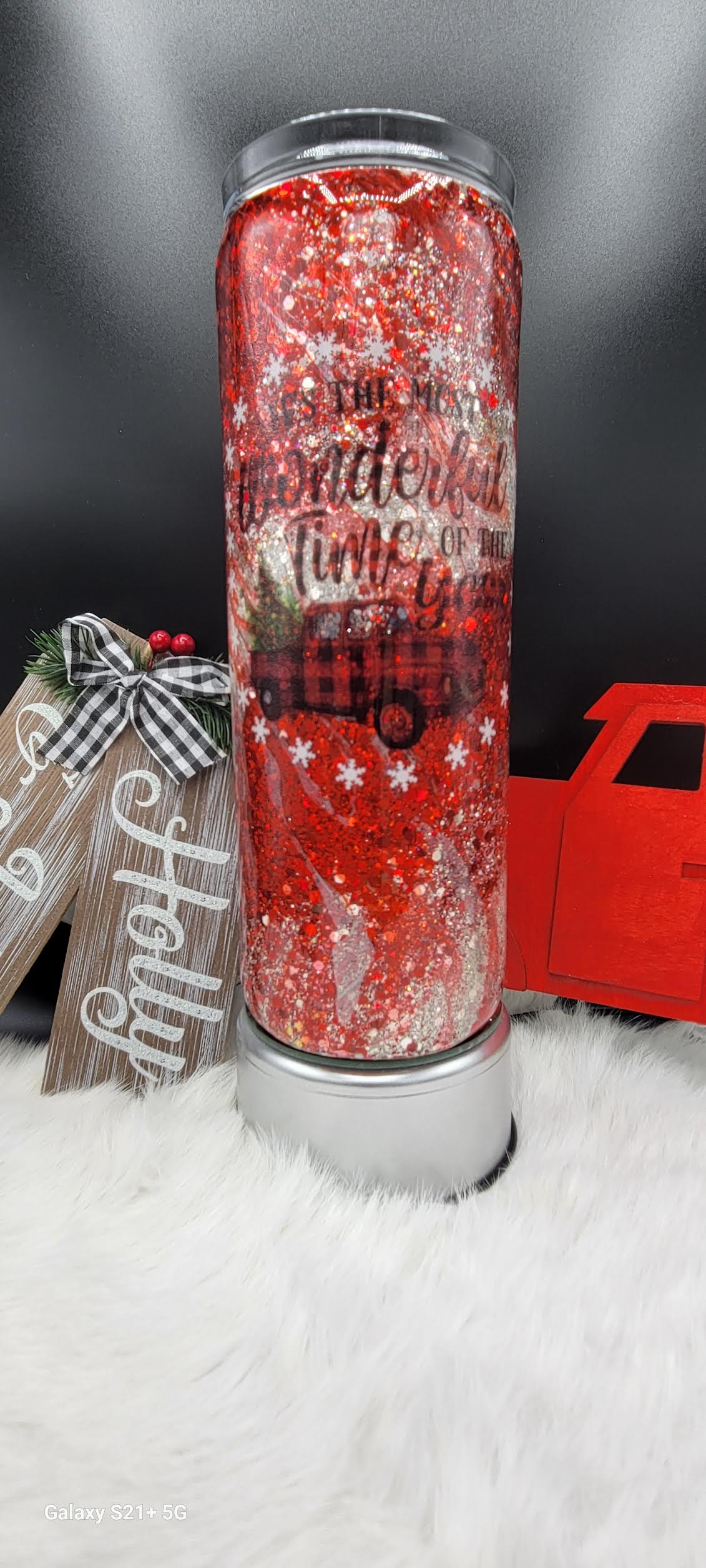 Custom Chunky glitter hydro dip Christmas tumbler